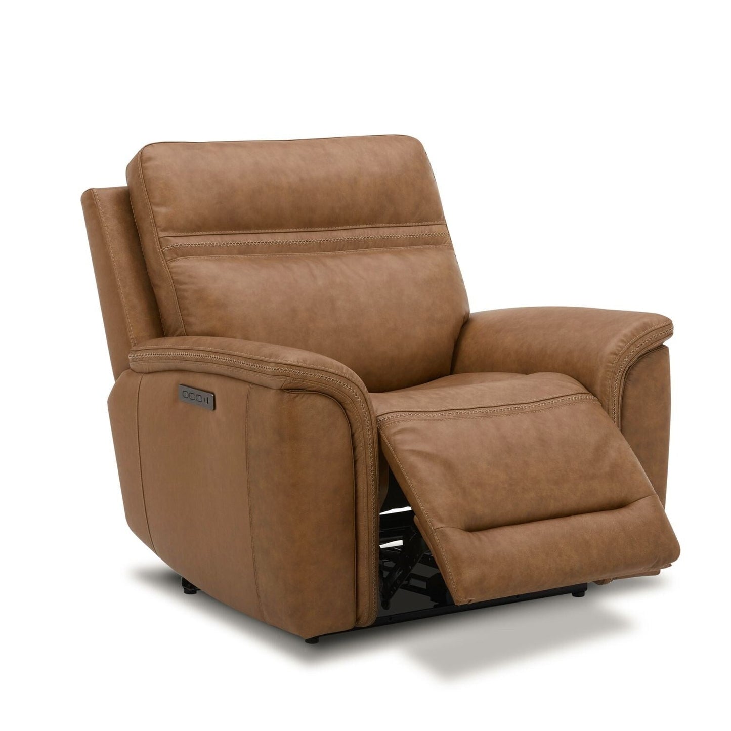 Poltrona reclinabile elettrica in pelle Cooper - Cammello