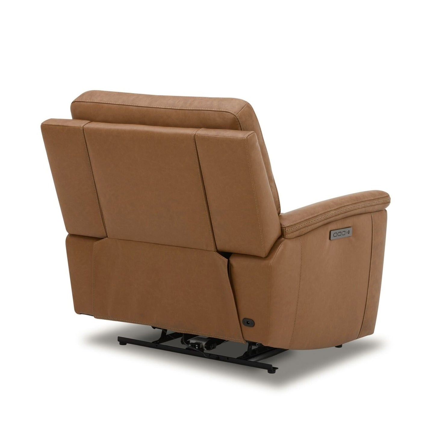 Poltrona reclinabile elettrica in pelle Cooper - Cammello