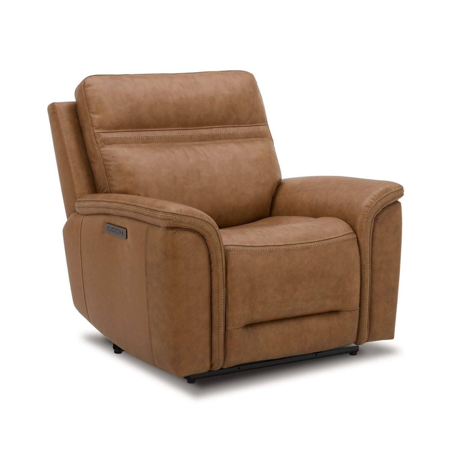 Poltrona reclinabile elettrica in pelle Cooper - Cammello