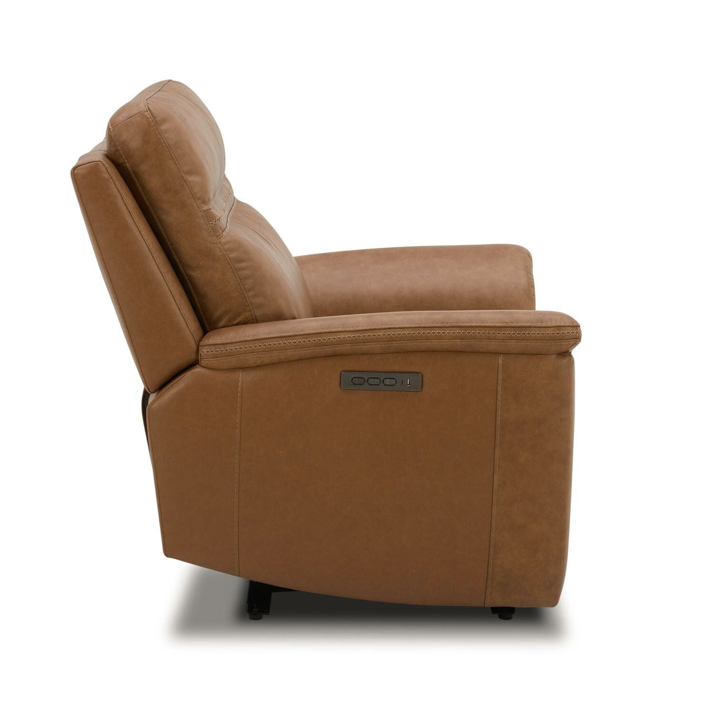 Poltrona reclinabile elettrica in pelle Cooper - Cammello