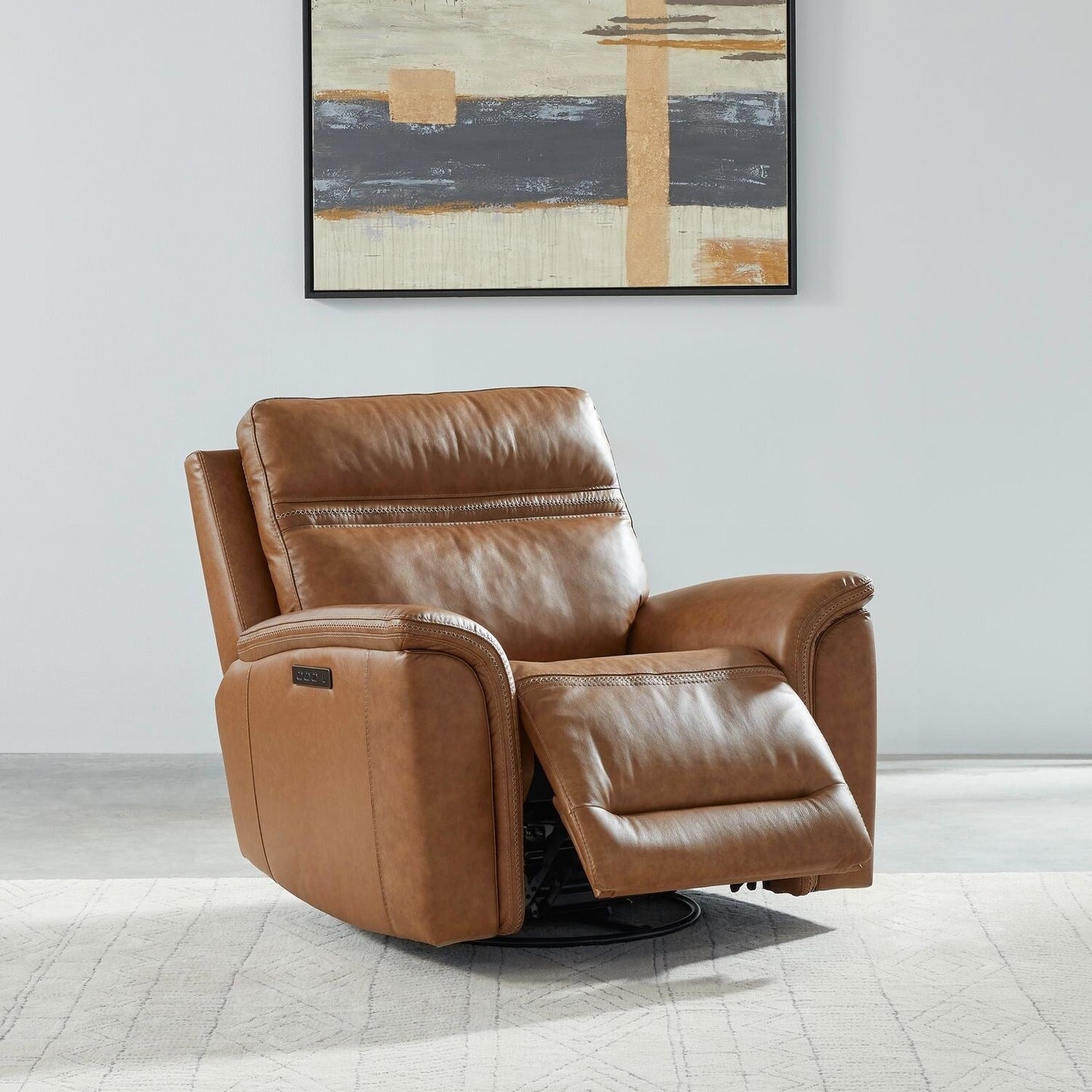 Poltrona reclinabile elettrica in pelle Cooper - Cammello