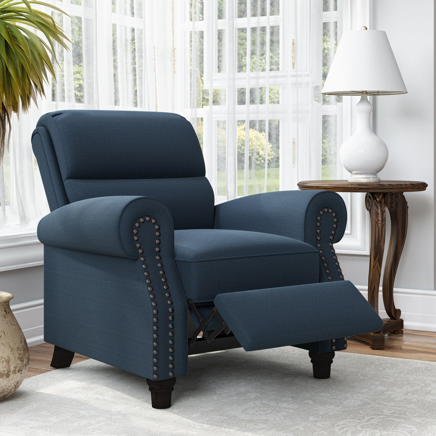 Poltrona reclinabile con schienale reclinabile Jessie in lino Copper Grove