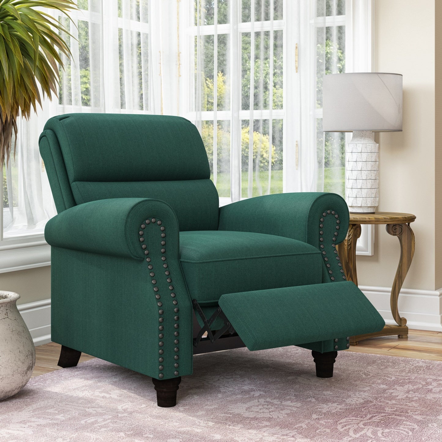 Poltrona reclinabile con schienale reclinabile Jessie in lino Copper Grove