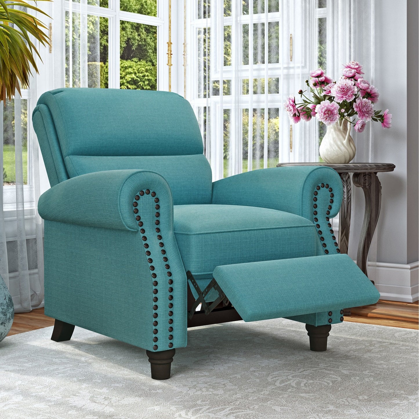 Poltrona reclinabile con schienale reclinabile Jessie in lino Copper Grove