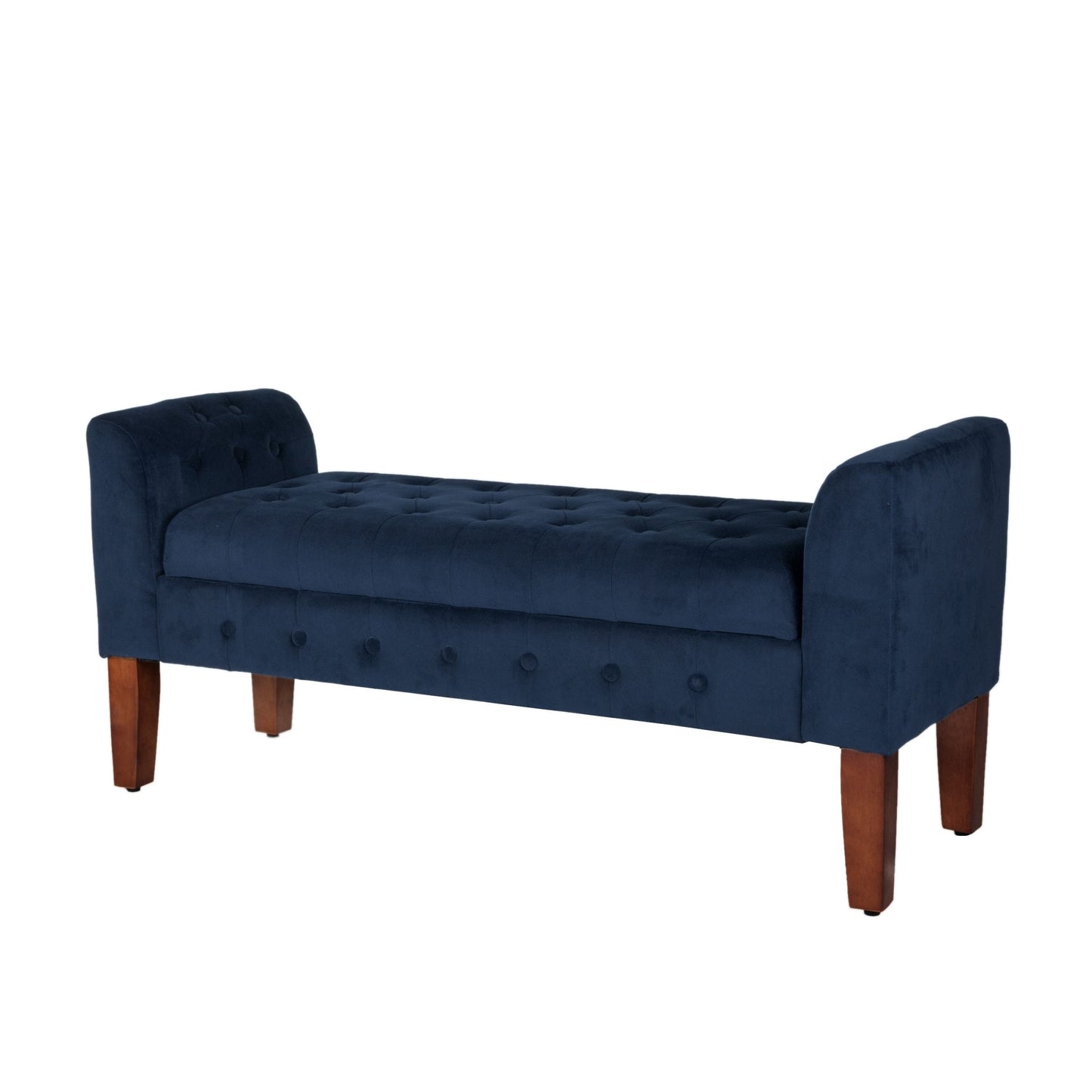 Panca/divano contenitore in velluto blu navy Malakoff Copper Grove