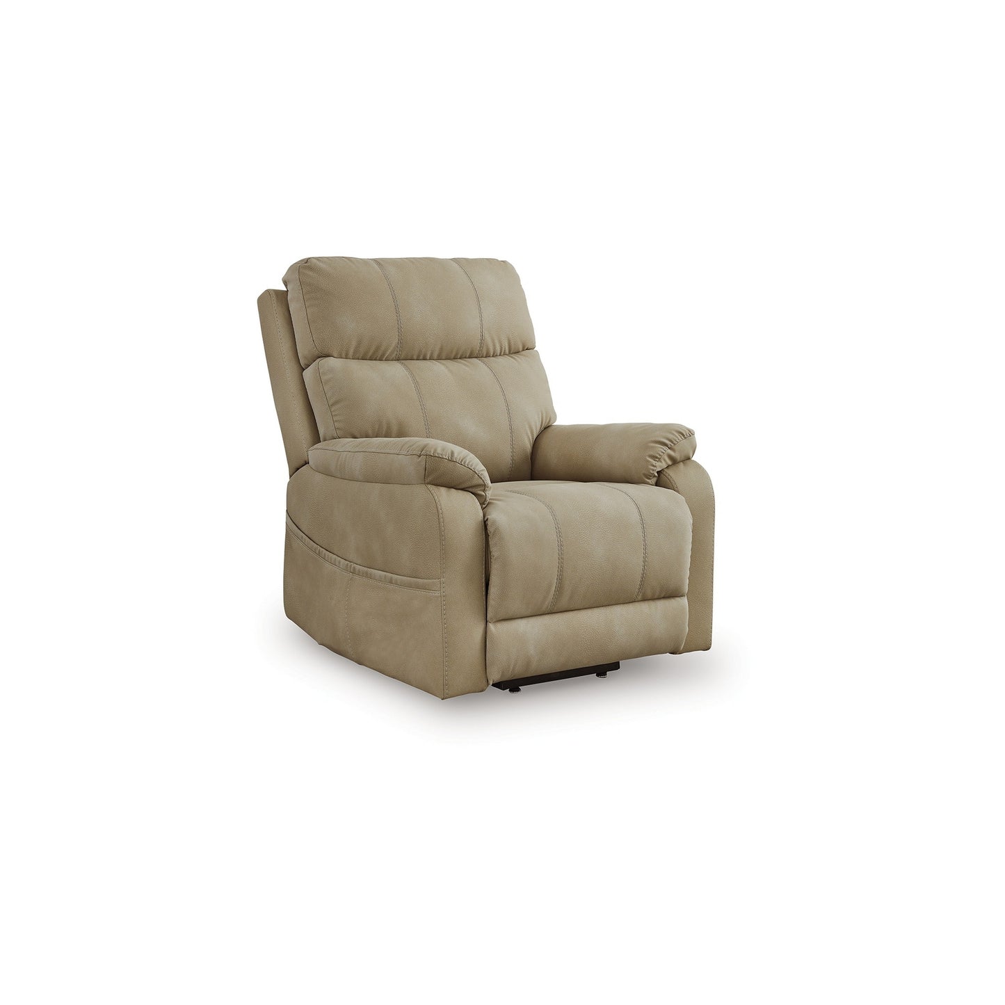 Poltrona reclinabile elettrica Corbin, similpelle color sabbia, braccioli con cuscino