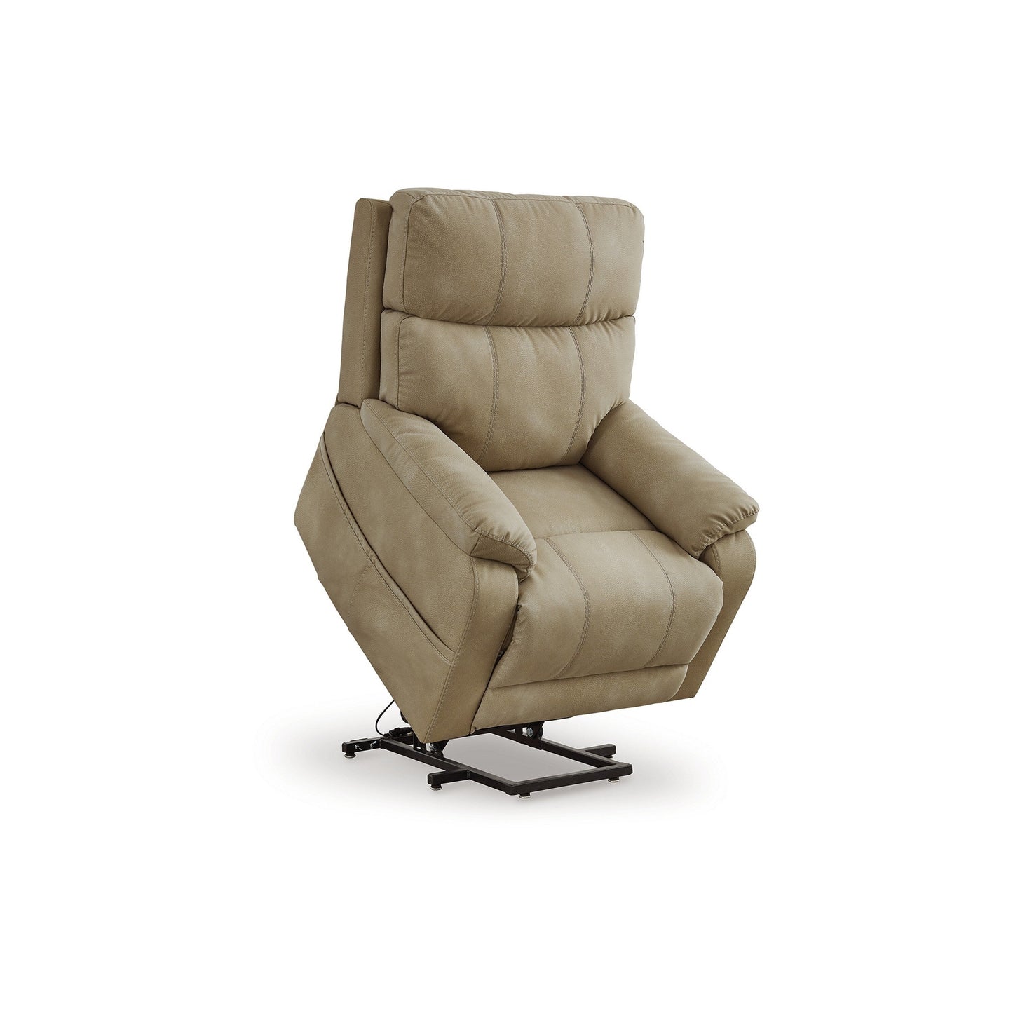 Poltrona reclinabile elettrica Corbin, similpelle color sabbia, braccioli con cuscino