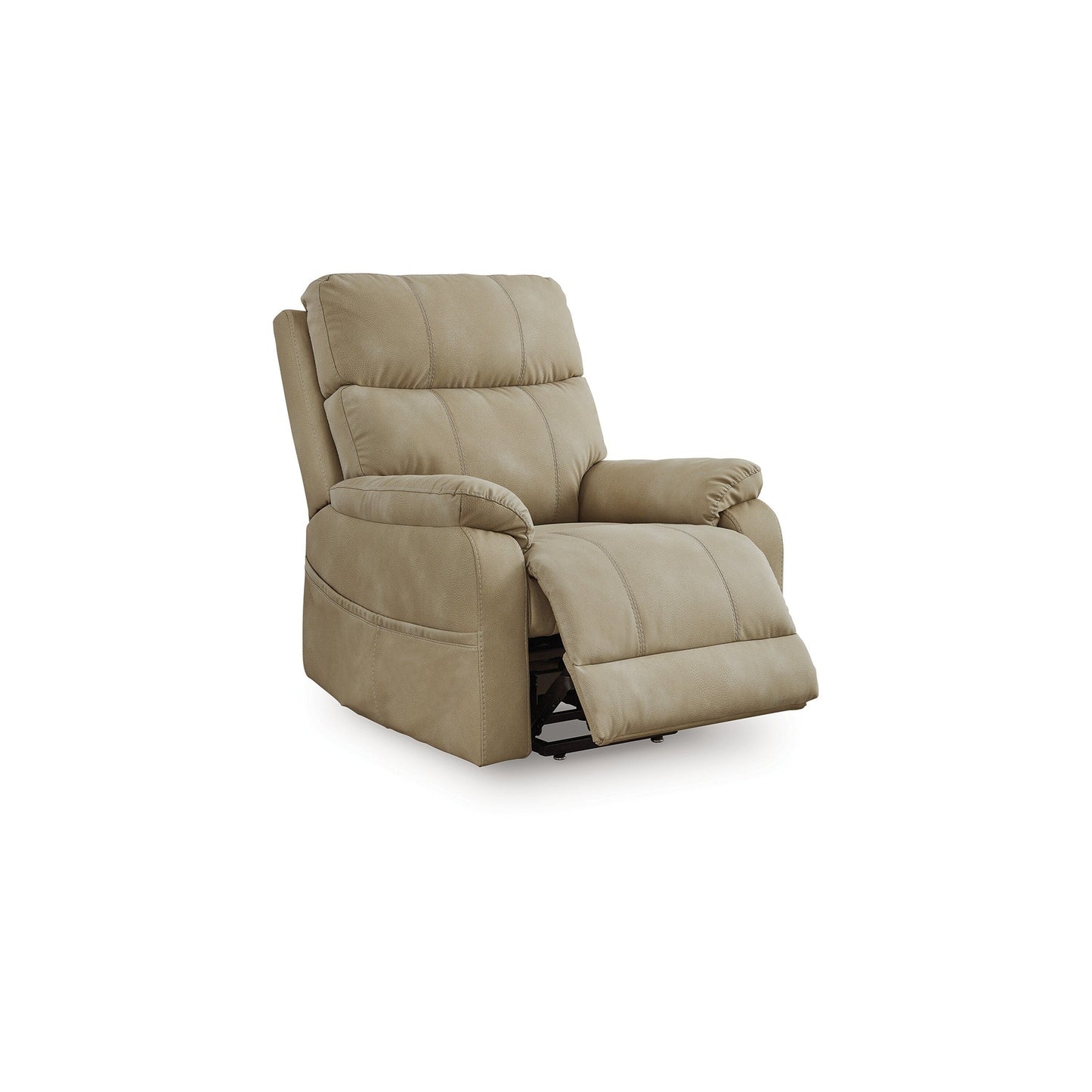 Poltrona reclinabile elettrica Corbin, similpelle color sabbia, braccioli con cuscino