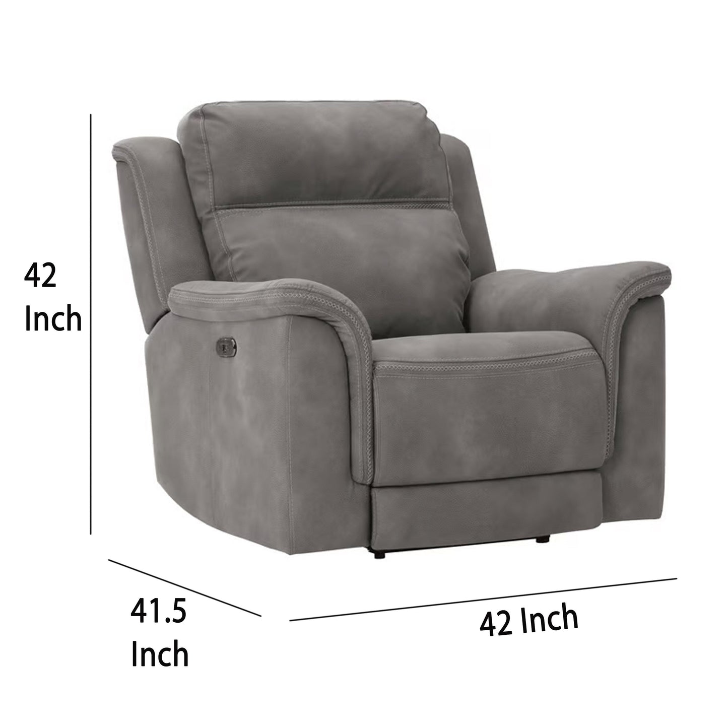 Poltrona reclinabile elettrica Corbin, USB Zero Draw, similpelle grigio ardesia