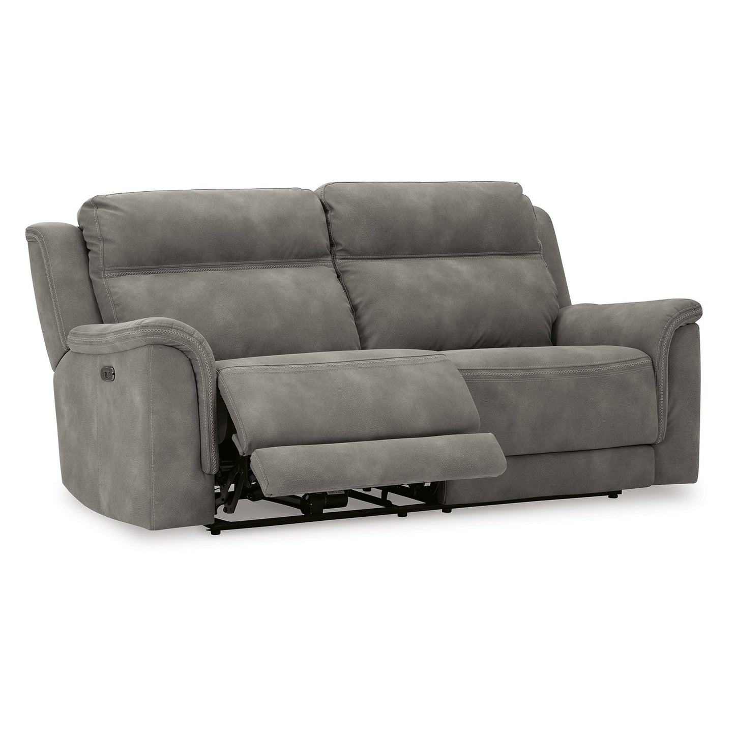Divano reclinabile elettrico Corbin, USB Zero Draw, similpelle grigio ardesia