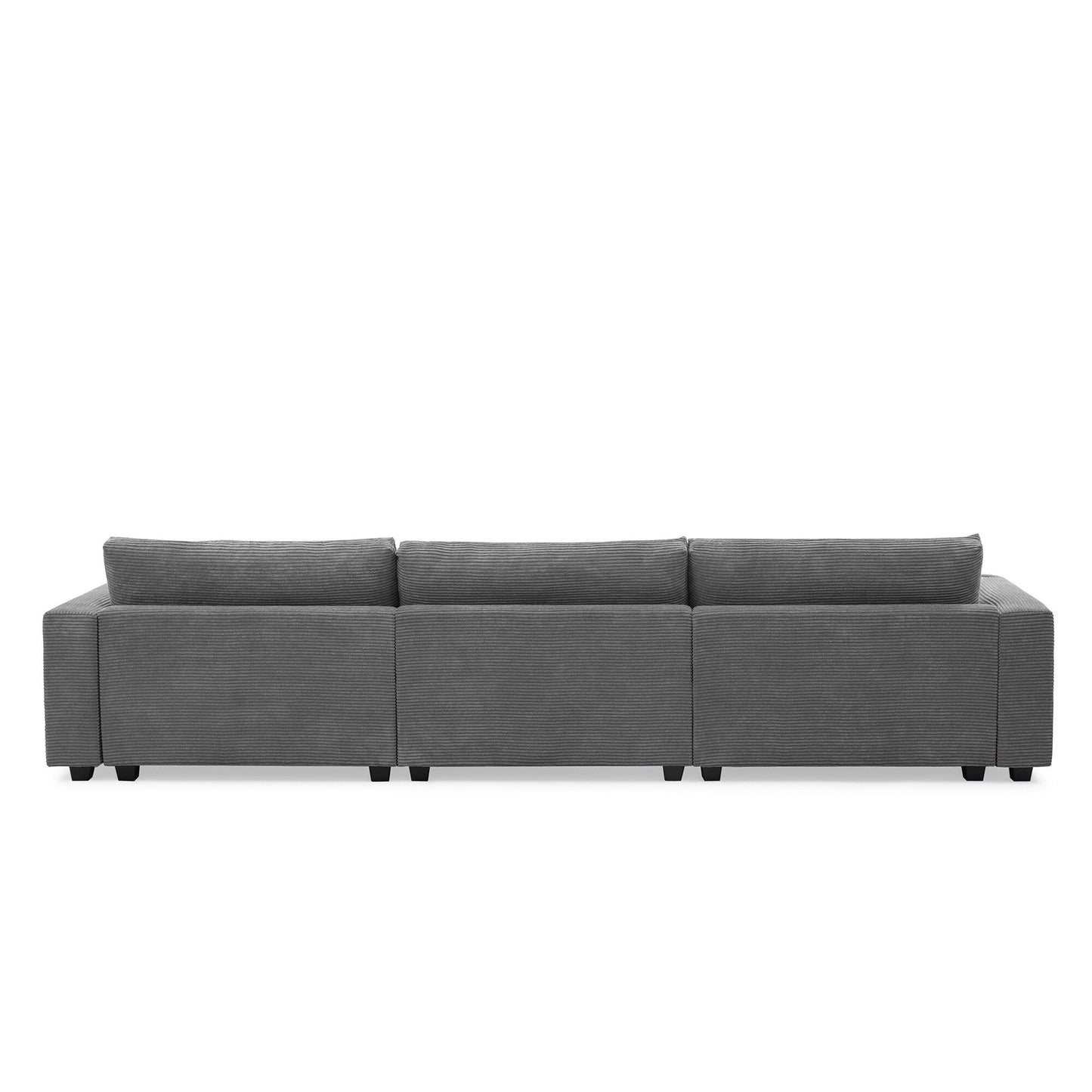 Divano componibile in velluto a coste, divano a forma di L con porta di ricarica USB, portabicchieri, divano letto con seduta profonda e chaise longue da 50 cm
