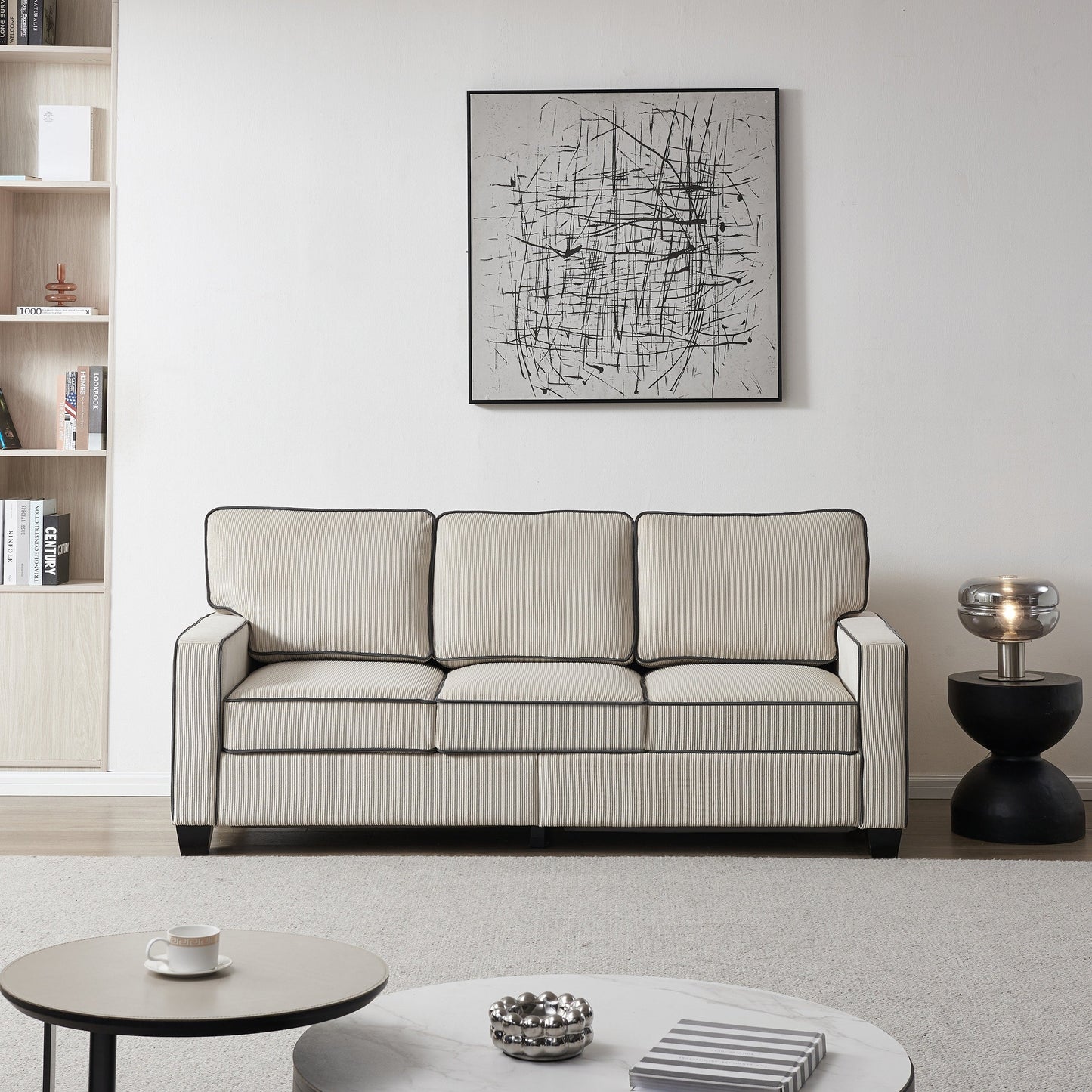 Divano in velluto a coste con contenitore rimovibile - Modern Living Spaces
