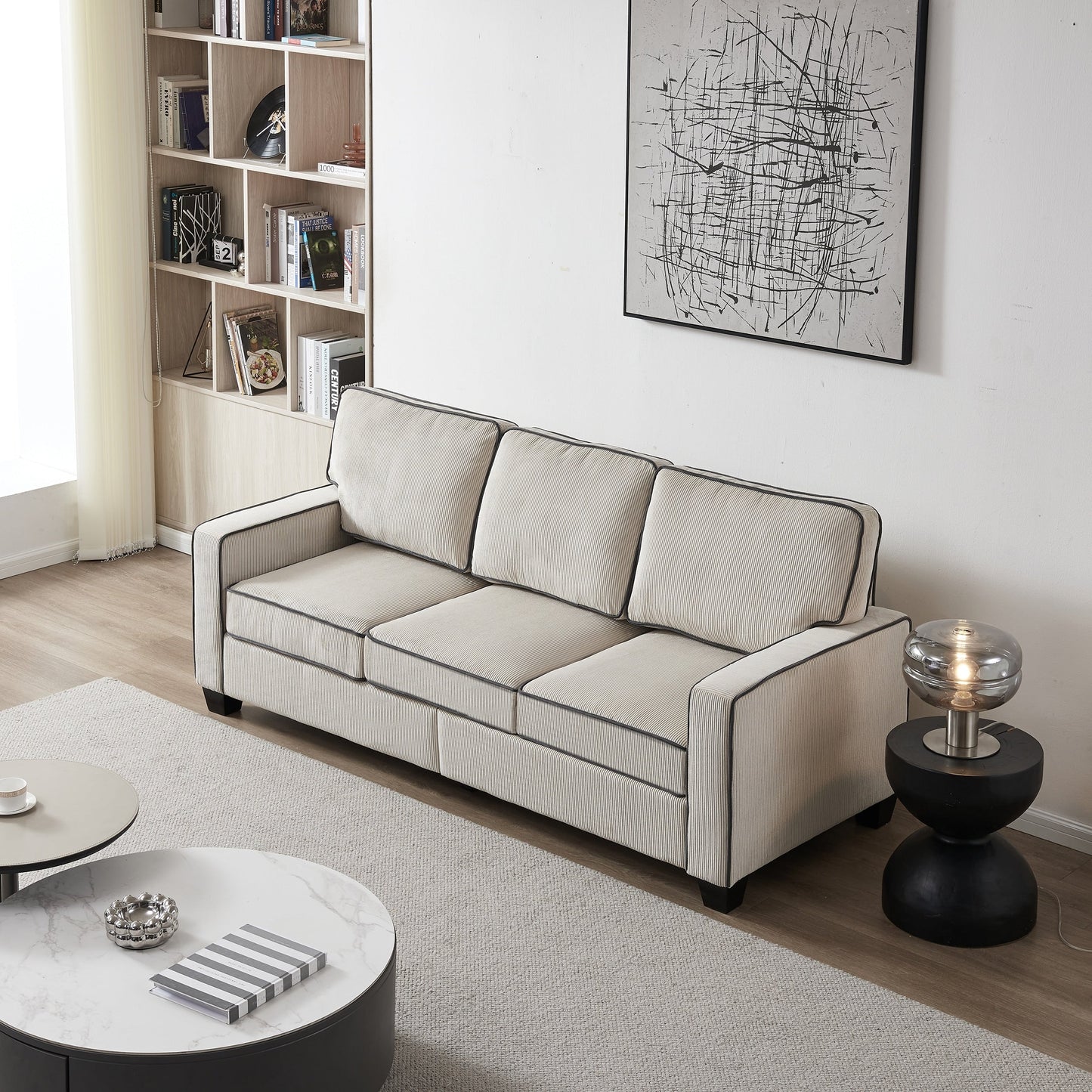 Divano in velluto a coste con contenitore rimovibile - Modern Living Spaces