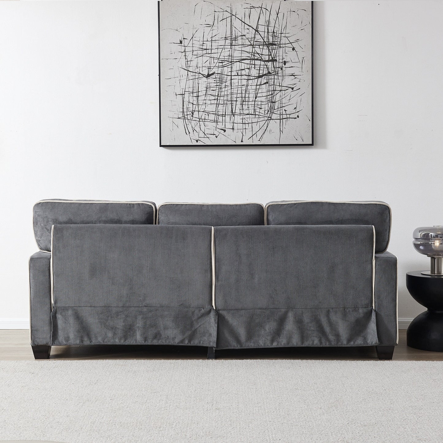 Divano in velluto a coste con contenitore rimovibile - Modern Living Spaces