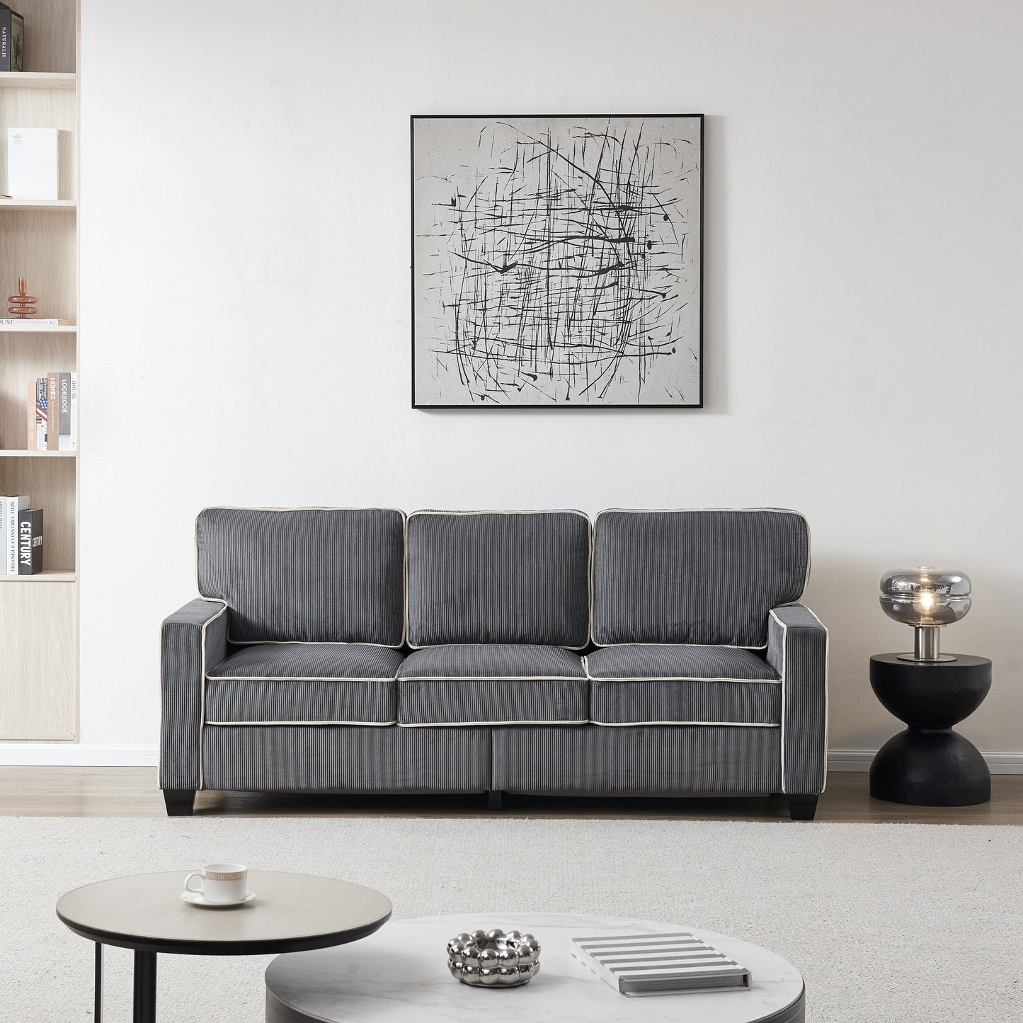 Divano in velluto a coste con contenitore rimovibile - Modern Living Spaces