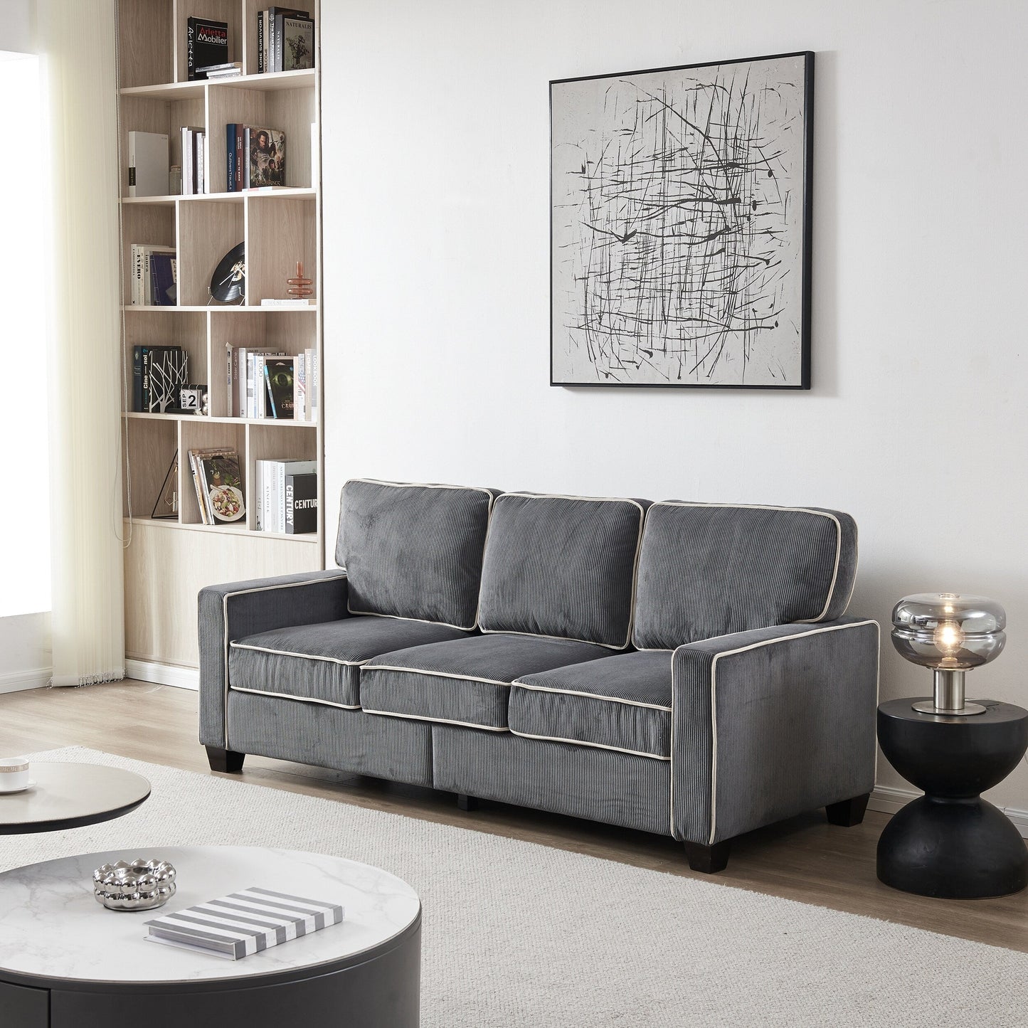 Divano in velluto a coste con contenitore rimovibile - Modern Living Spaces
