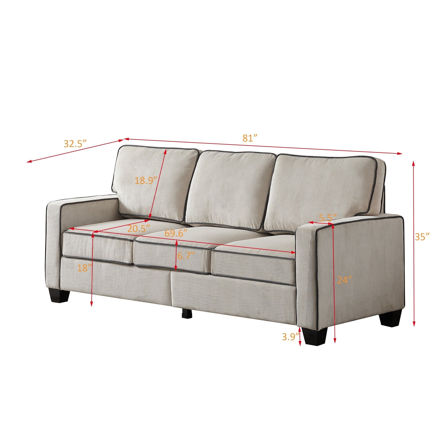Divano in velluto a coste con contenitore rimovibile - Modern Living Spaces