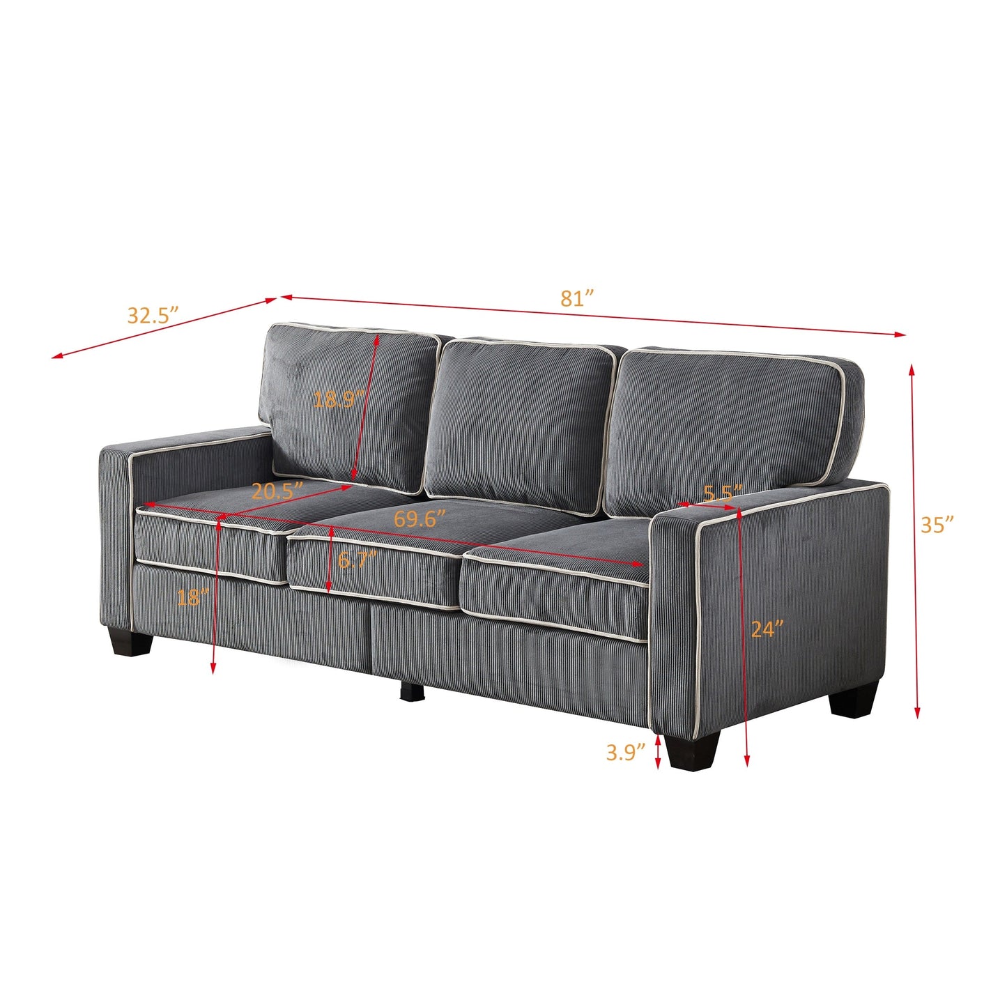 Divano in velluto a coste con contenitore rimovibile - Modern Living Spaces