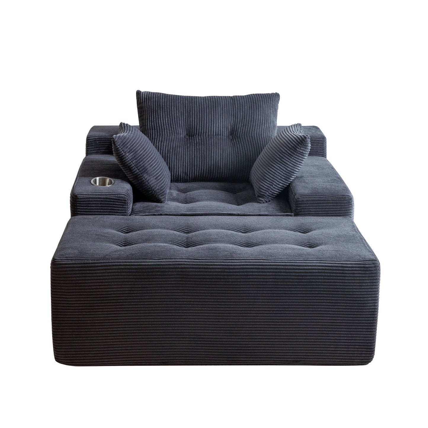 Divano imbottito in memory foam con pouf imbottito in velluto a coste - 48,4Lx67,7Wx24,4H