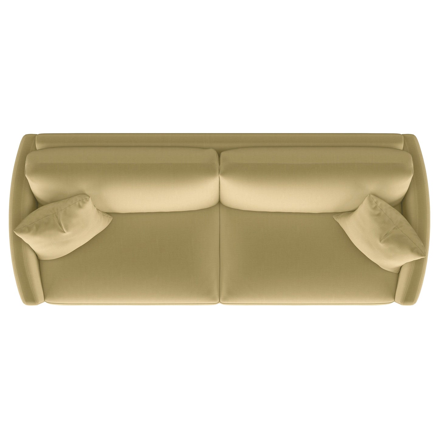 Divano imbottito con braccioli curvi Corliss color cammello
