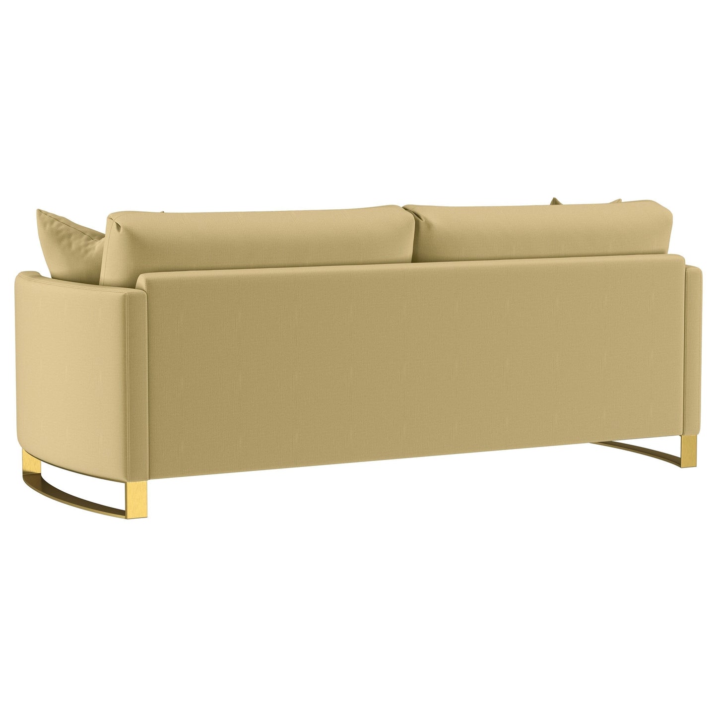 Divano imbottito con braccioli curvi Corliss color cammello