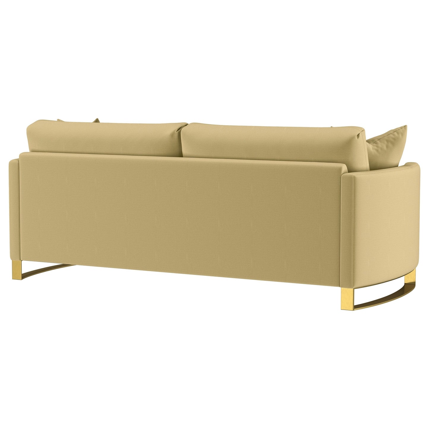 Divano imbottito con braccioli curvi Corliss color cammello