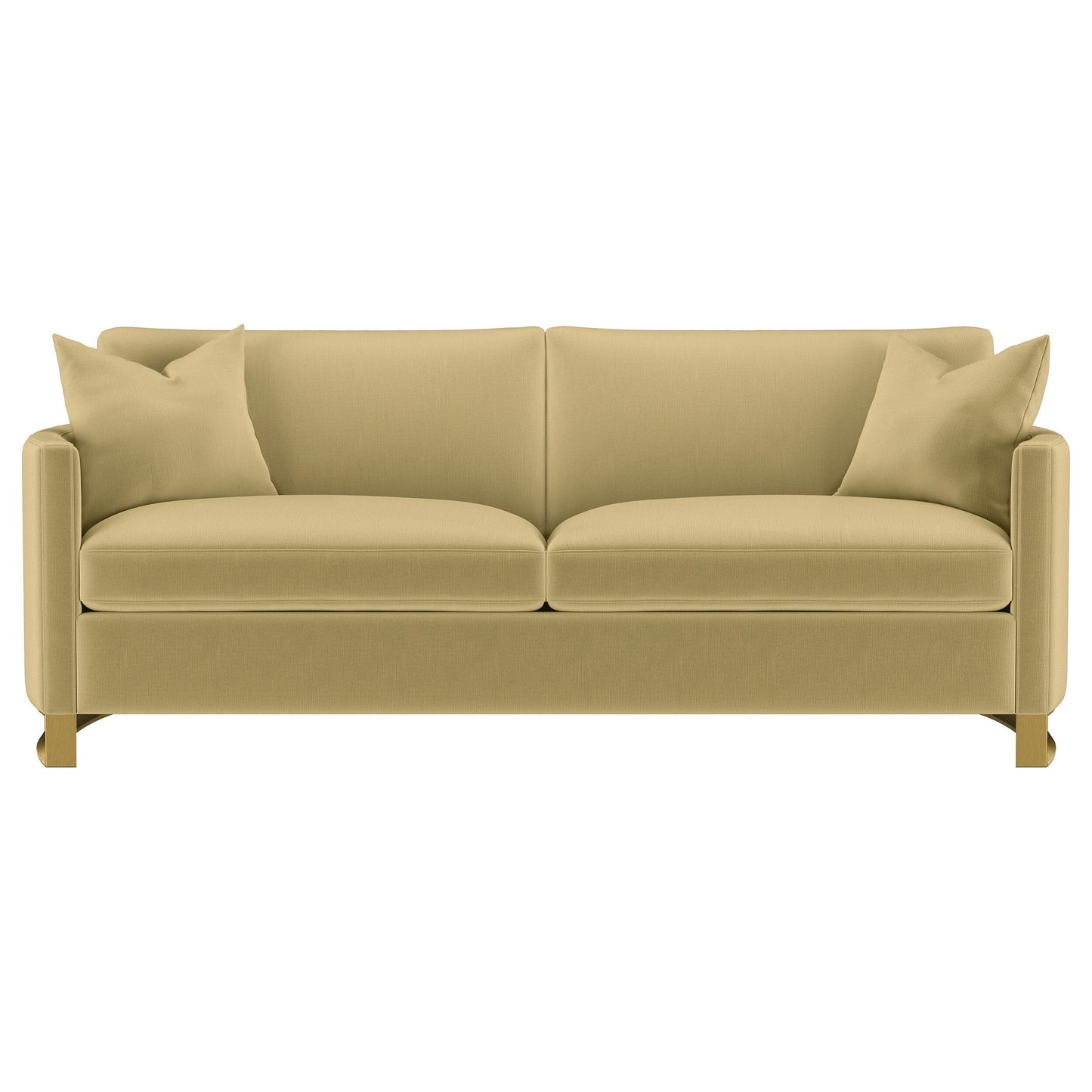 Divano imbottito con braccioli curvi Corliss color cammello