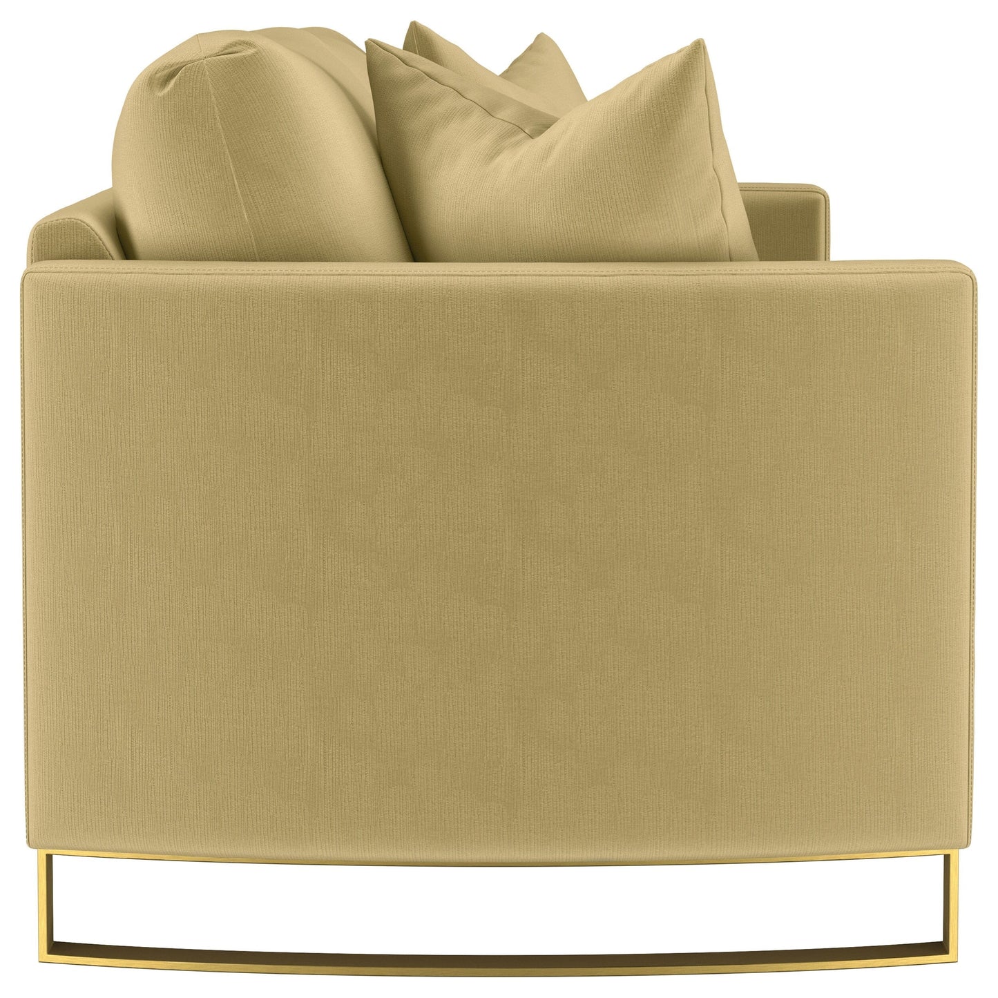 Divano imbottito con braccioli curvi Corliss color cammello