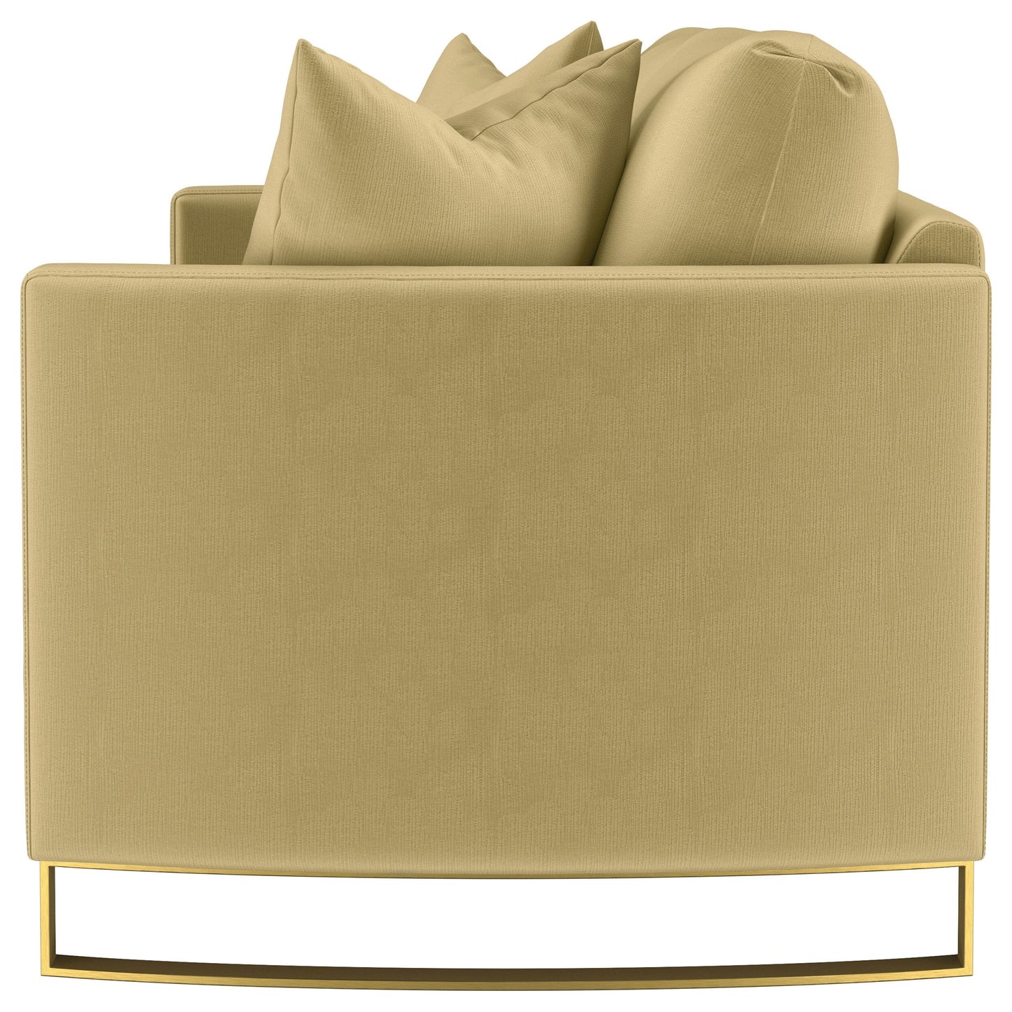 Divano imbottito con braccioli curvi Corliss color cammello