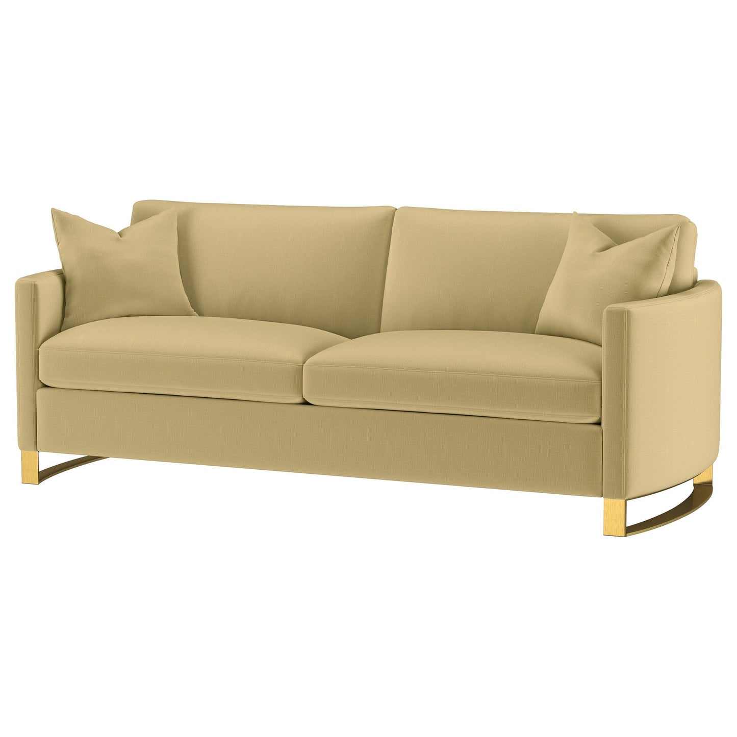 Divano imbottito con braccioli curvi Corliss color cammello