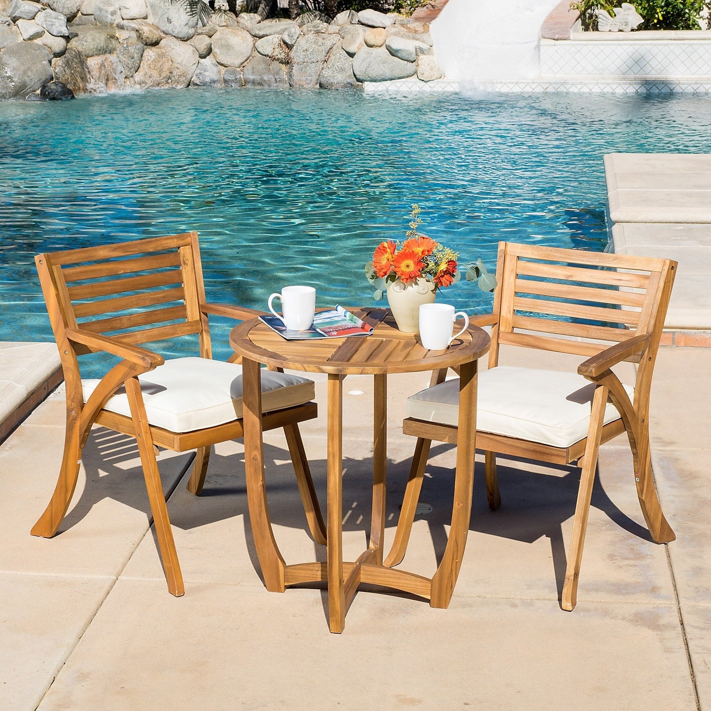 Set da bistrot in legno da esterno Coronado da 3 pezzi di Christopher Knight Home - N/D