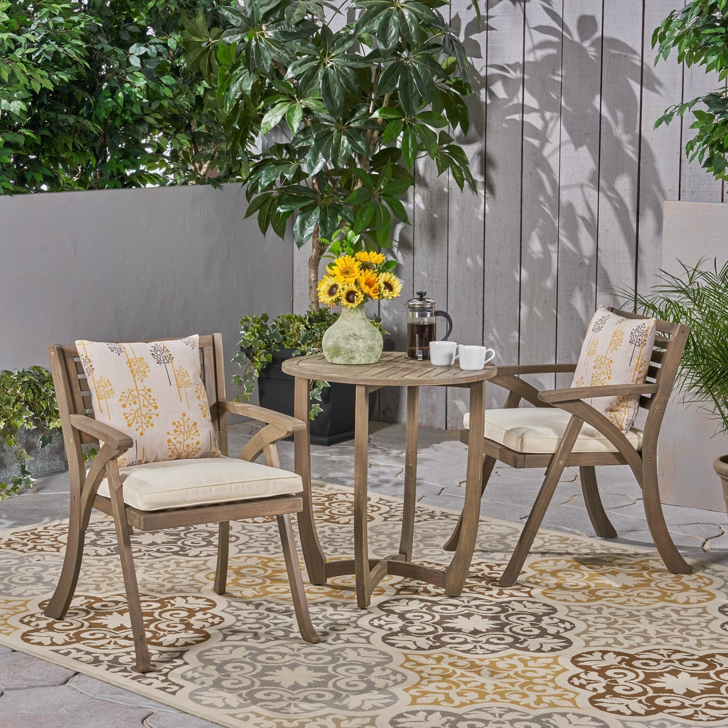 Set da bistrot in legno da esterno Coronado da 3 pezzi di Christopher Knight Home - N/D