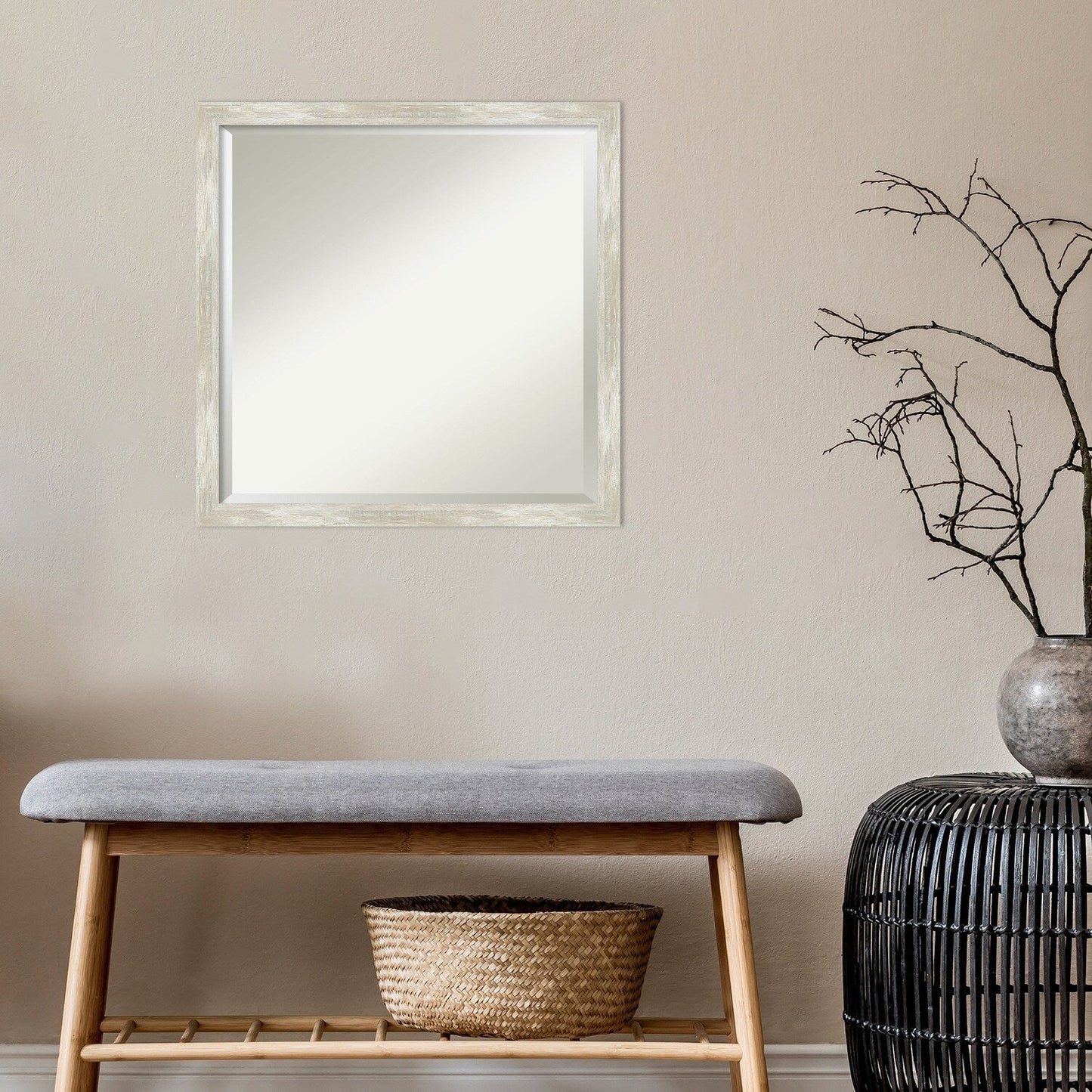 Specchio da parete per bagno bisellato - Cornice metallica screpolata