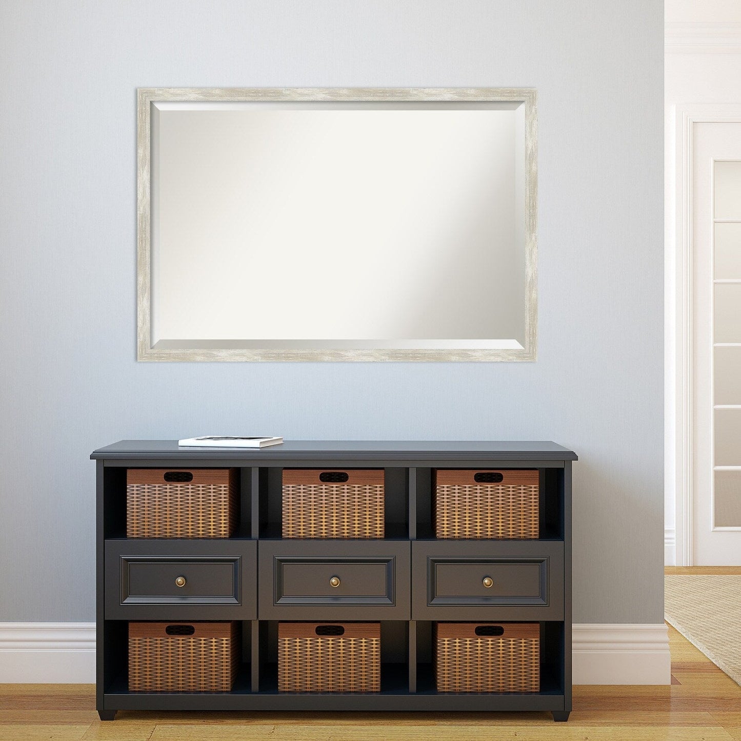 Specchio da parete per bagno bisellato - Cornice metallica screpolata