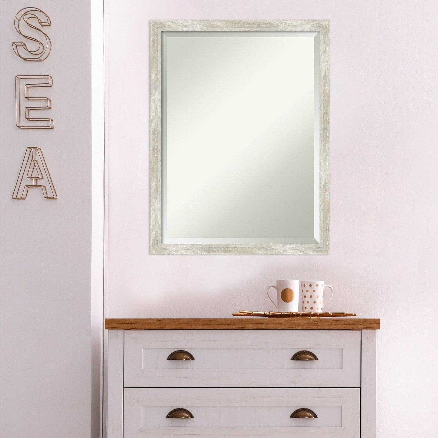 Specchio da parete per bagno bisellato - Cornice metallica screpolata