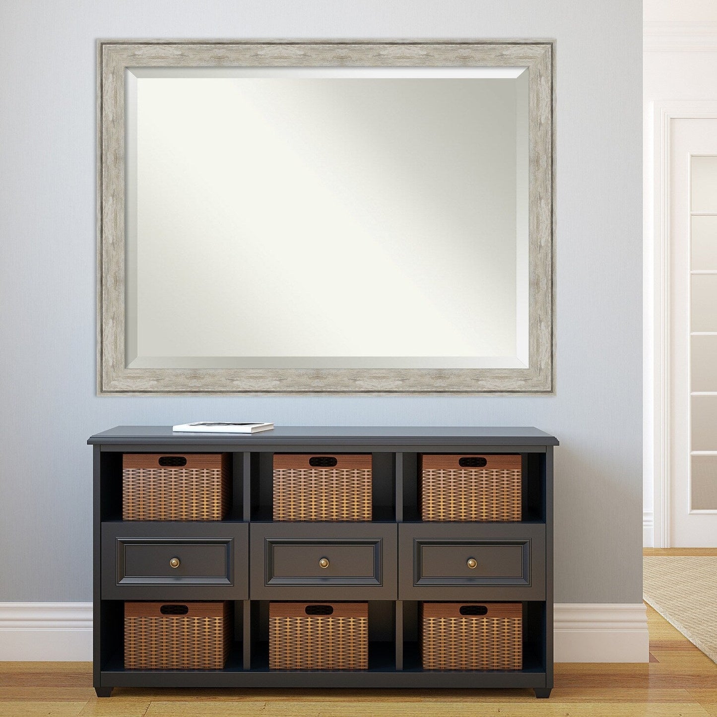 Specchio da parete per bagno bisellato - Cornice metallica screpolata