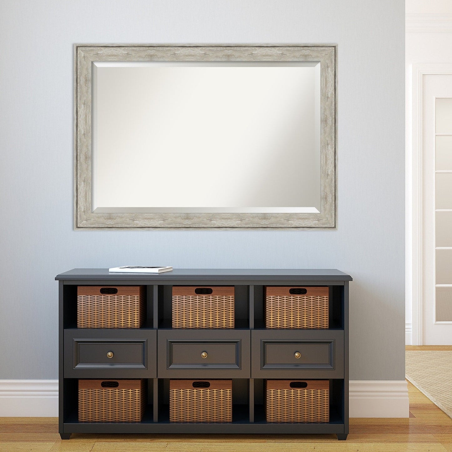 Specchio da parete per bagno bisellato - Cornice metallica screpolata