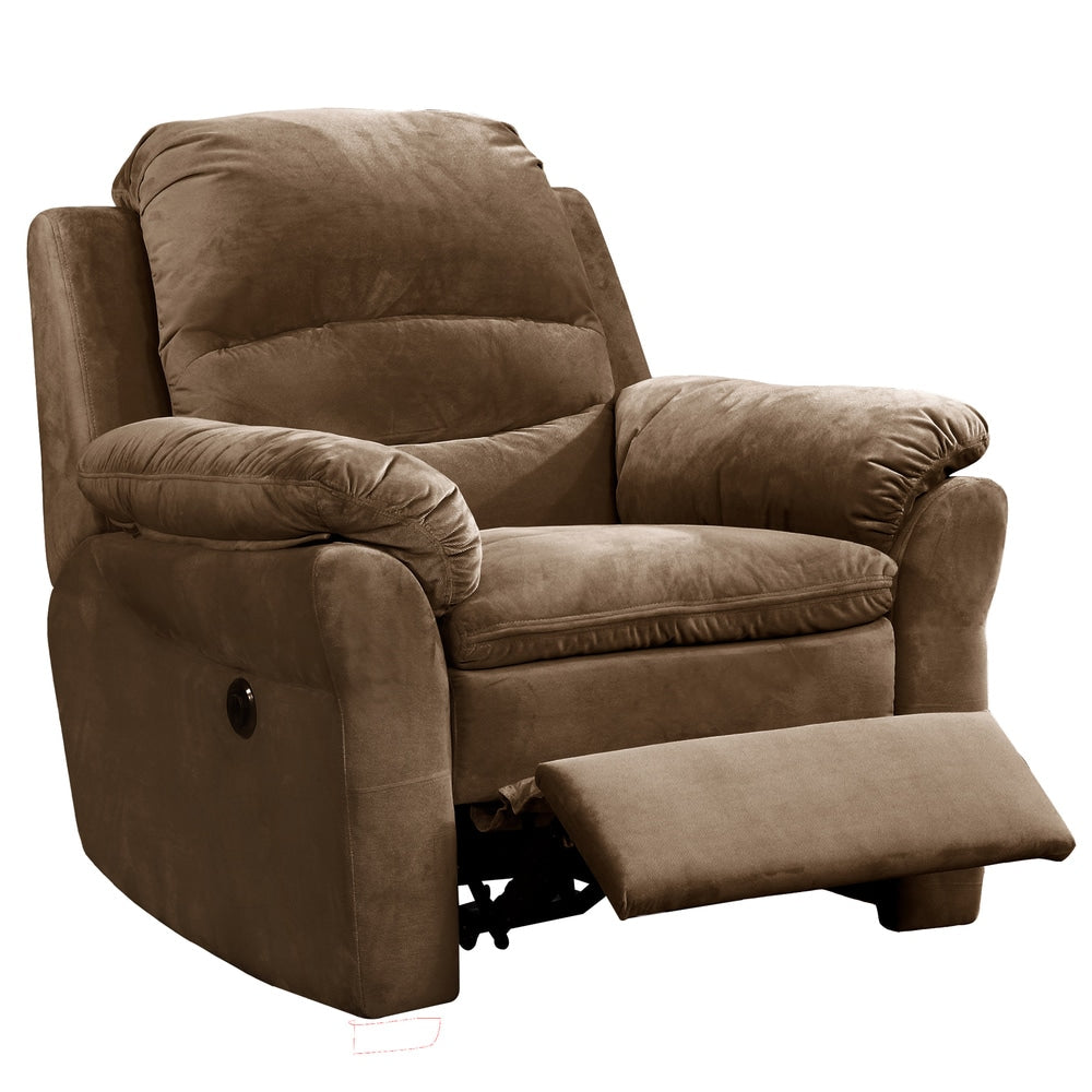 Poltrona reclinabile elettrica massaggiante in tessuto marrone Copper Grove Roseway