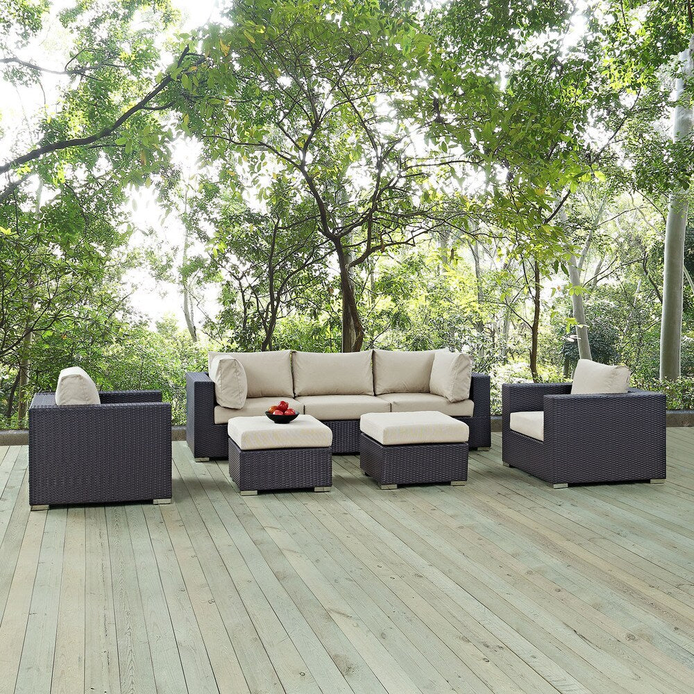 Set da esterno in rattan sintetico Bocabec (set da 7 pezzi) di Havenside Home