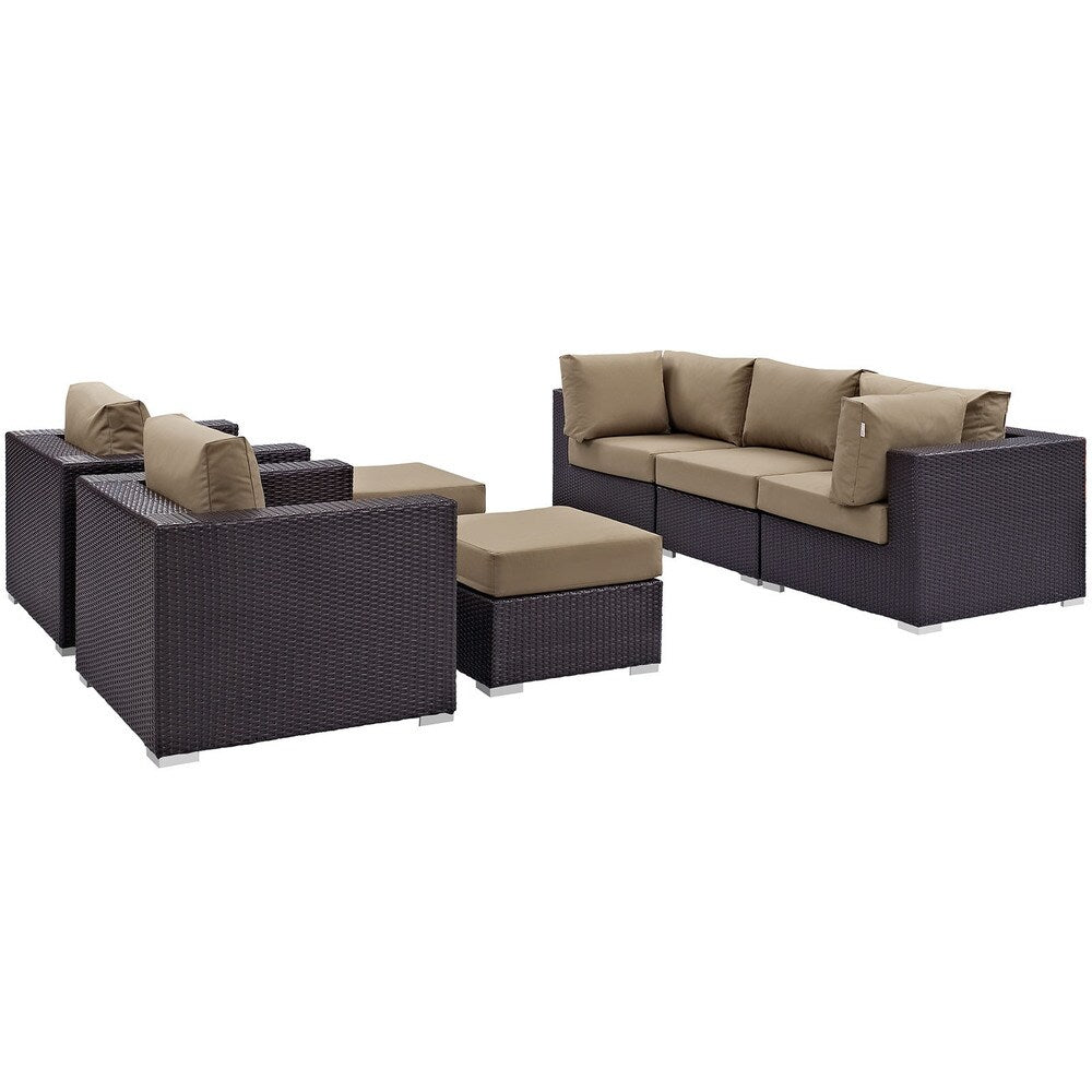 Set da esterno in rattan sintetico Bocabec (set da 7 pezzi) di Havenside Home