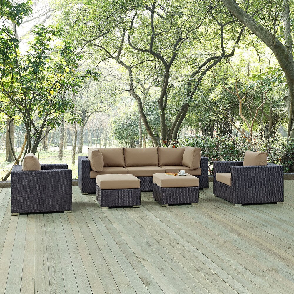 Set da esterno in rattan sintetico Bocabec (set da 7 pezzi) di Havenside Home