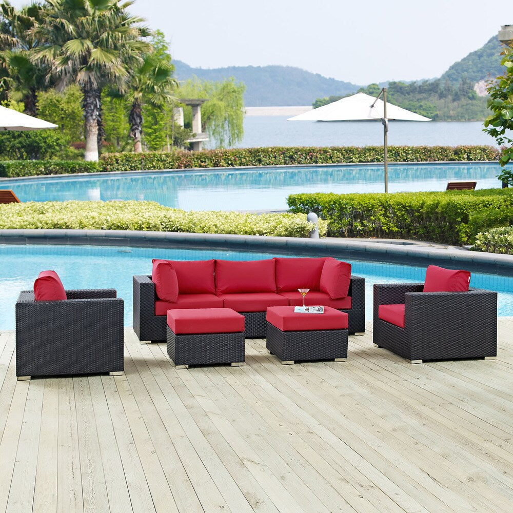 Set da esterno in rattan sintetico Bocabec (set da 7 pezzi) di Havenside Home