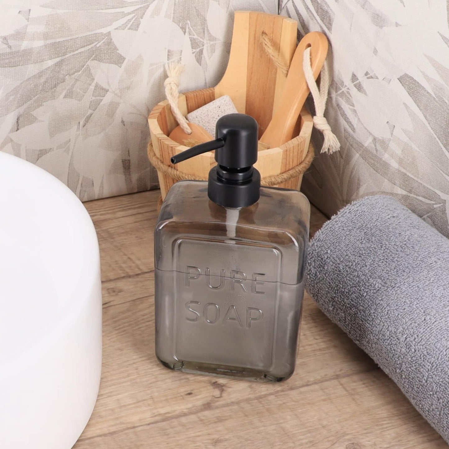 Dispenser di sapone in vetro vintage PURE SOAP 18 FL OZ - 18 Fl Oz