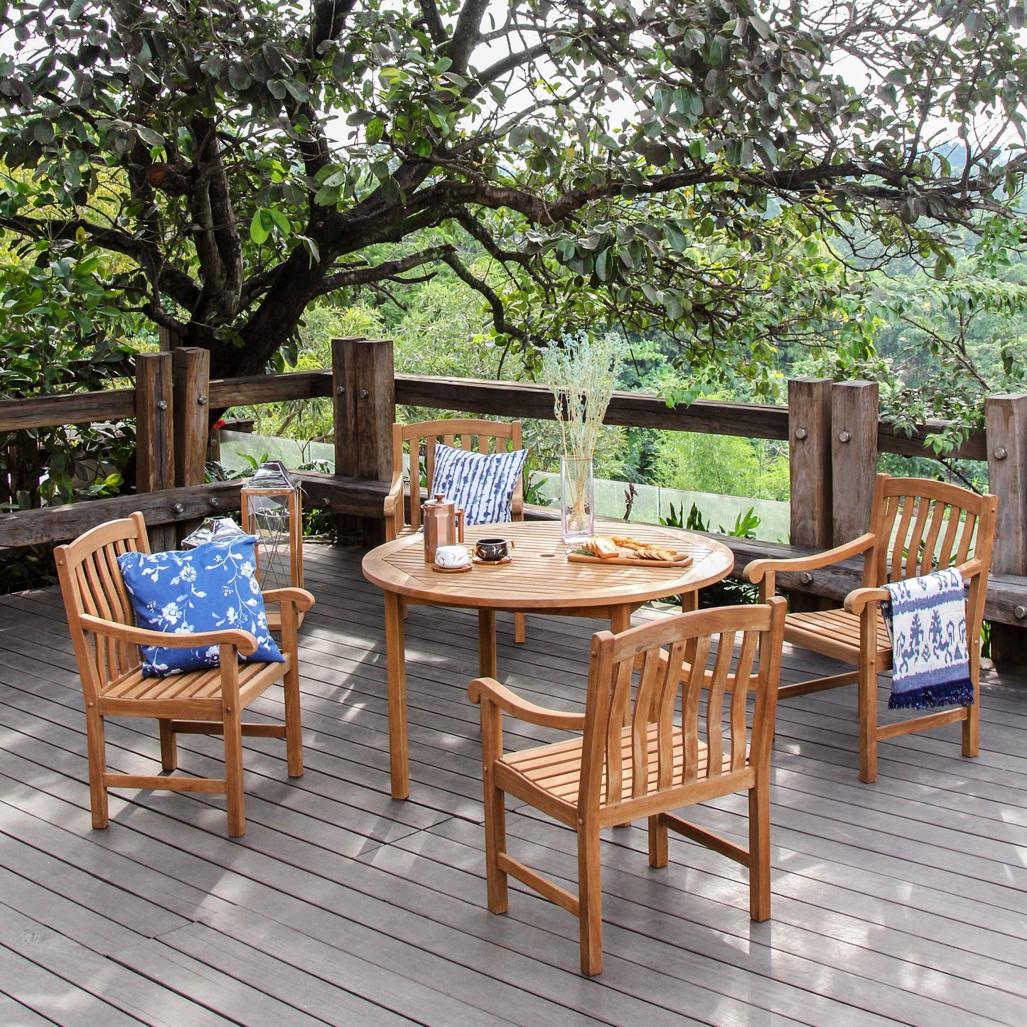 Set da pranzo per esterni Cambridge Casual Leon in teak da 5 pezzi