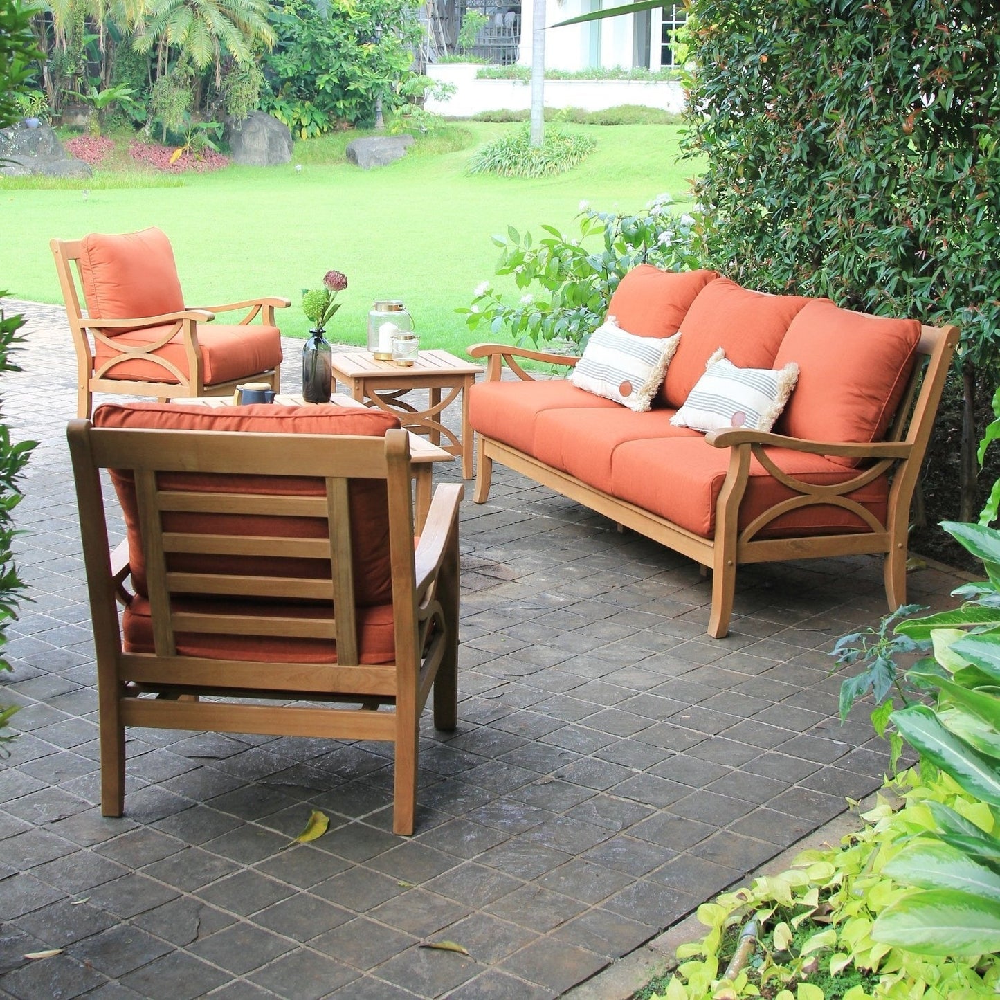 Set da conversazione per esterni Cambridge Casual Lowell in legno di teak da 5 pezzi