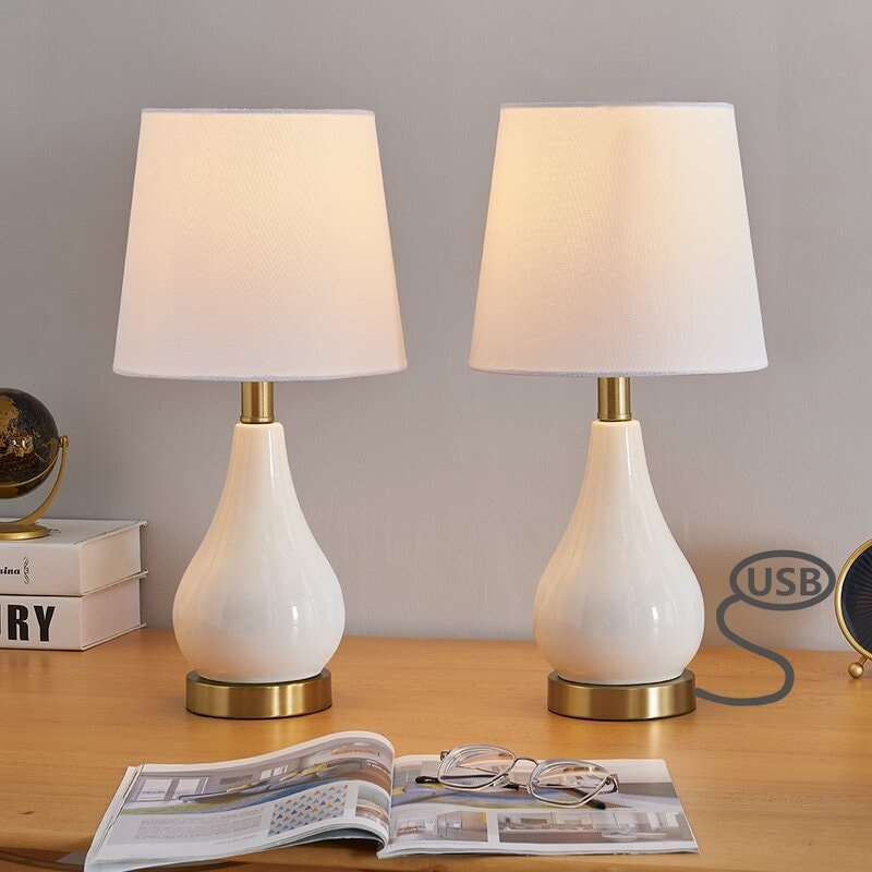 Set di lampade da tavolo da 17,5 pollici con USB (set di 2)