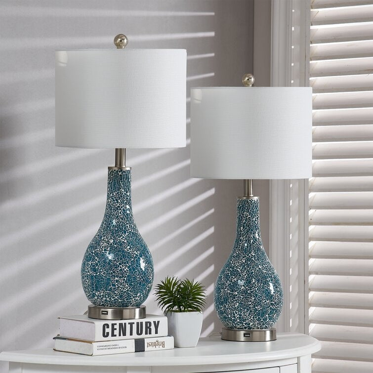 Set di lampade da tavolo in vetro 25.25 con USB (set di 2)