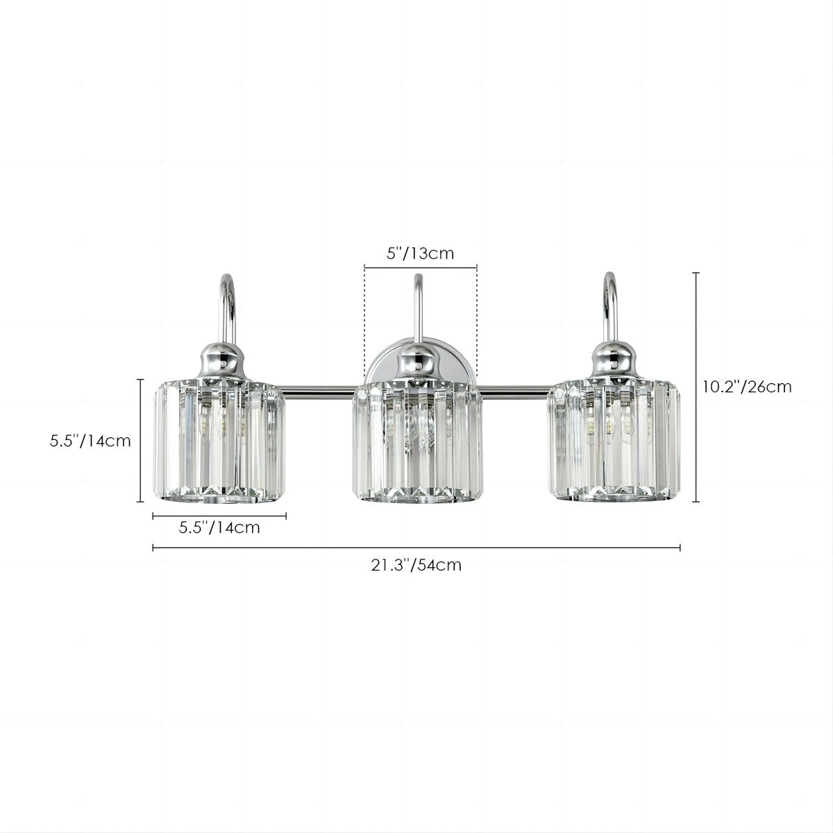 Lampada da parete lineare da bagno dimmerabile moderna Glam Crystal a 3/4 luci