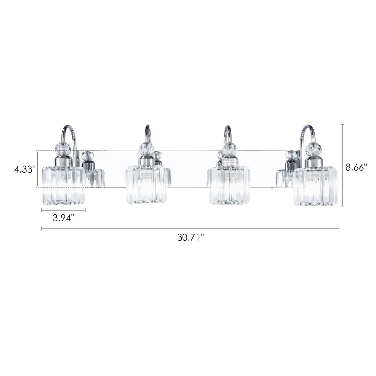 Lampada da parete lineare da bagno dimmerabile moderna Glam Crystal a 3/4 luci