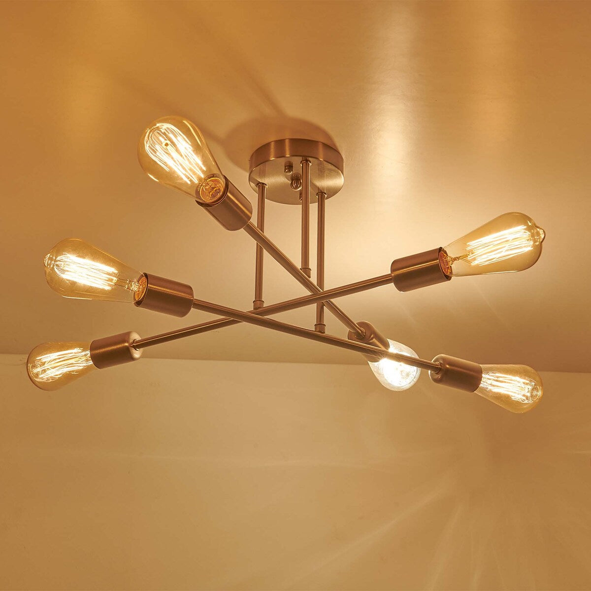 6 - Lampada da soffitto semi-incassata Sputnik in metallo moderno leggero da 23,62''